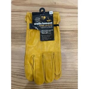 Wells Lamont Leather Cowhide Driver Work Adult Size L Yellow Workwear NWT NEW